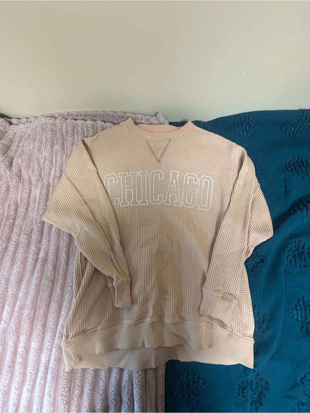 aerie Pink Waffle Knit Pullover
